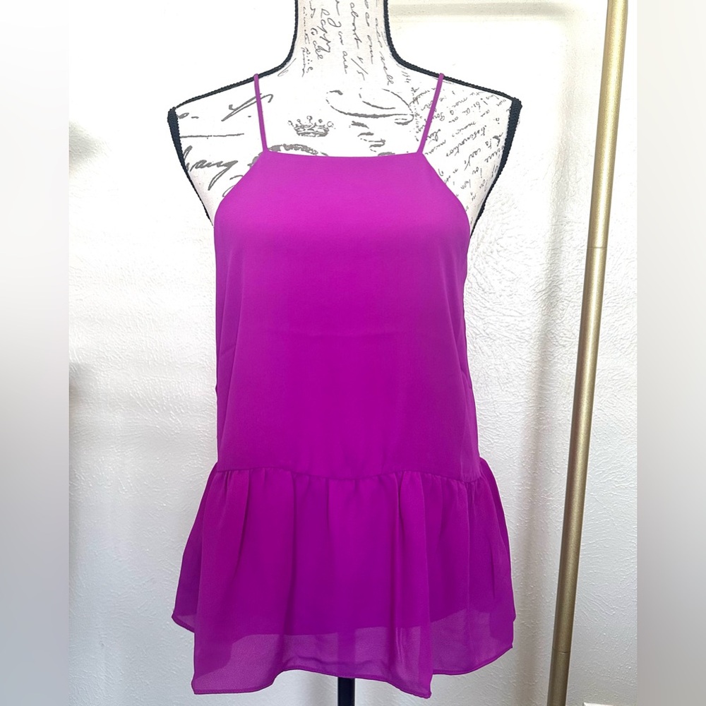 Three Eighty Flowy Lined Tiered Halter Top/Camisole in Fuchsia NWT, Size Small